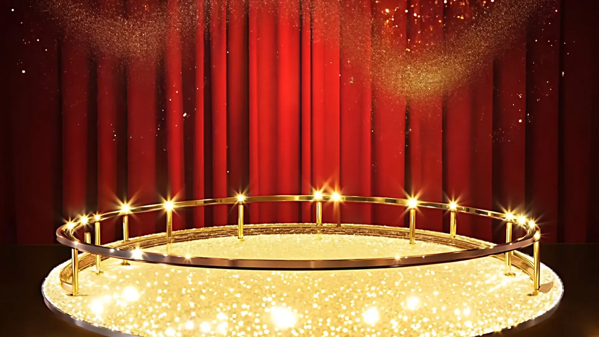 Luxurious Red Curtain and Gold Stage Background for Award Show Videos